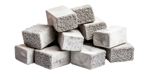 Aerated concrete blocks. Isolated on transparent background.
