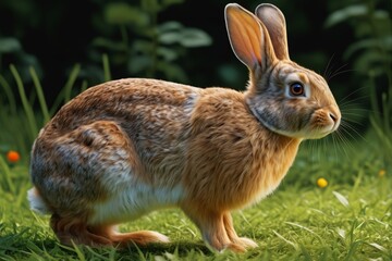 Fototapeta premium there is a rabbit that is standing in the grass