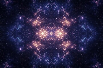 Fototapeta premium Stunning Symmetrical Nebula Cosmic Kaleidoscope of Purple, Pink, and Gold Star Dust - Abstract Space Background
