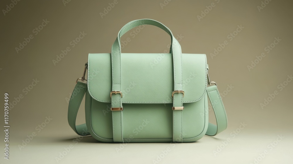 Poster stylish mint green handbag showcasing elegant design and versatile functionality for everyday use an