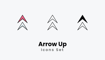 Arrow Up Icons thin line and glyph vector icon stock illustration