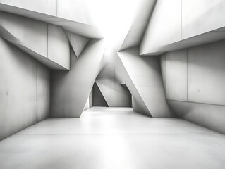 Obraz premium Abstract grayscale concrete architecture interior.