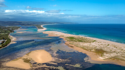Drone view over Keurboomsriver at Plettenberg Bay in South Africa