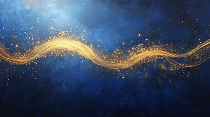 Abstract Blue and Gold Swirl Background Luxury Texture with Golden Glitter and Sparkle for Design, Wallpaper, and Branding