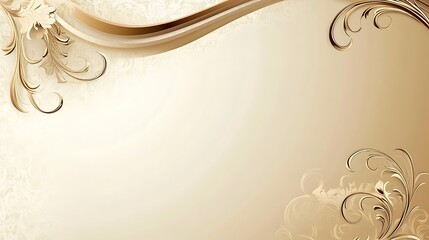 Elegant Gold Floral Design Background With Waves
