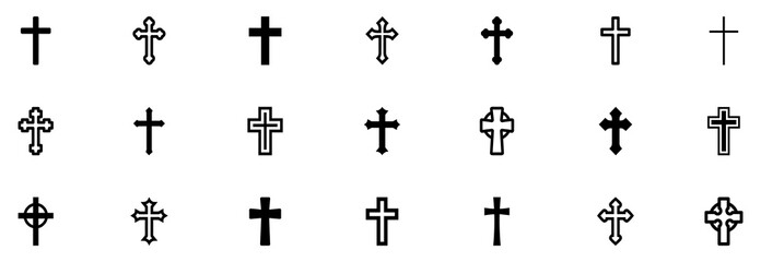 Christian cross icon set. Christian cross icon collection. Vector illustration. EPS 10