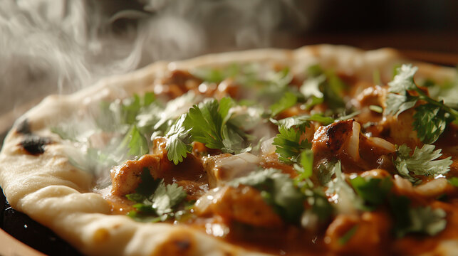 Butter Chicken Topped Garlic Naan