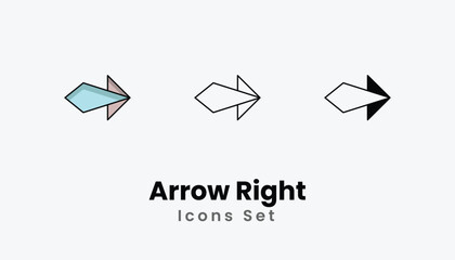 Arrow Right Icons thin line and glyph vector icon stock illustration