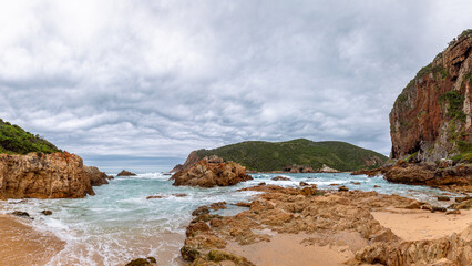 Coney Glen Beach with sand and rocks in Knysna in South Africa