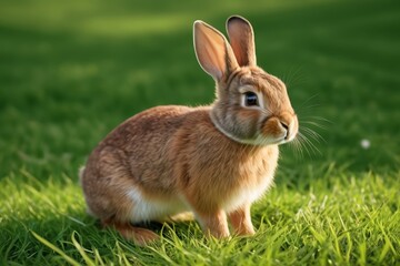 Fototapeta premium there is a rabbit that is sitting in the grass