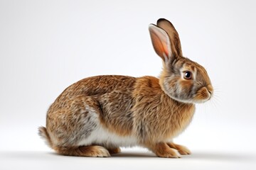 Fototapeta premium there is a brown rabbit with a long tail sitting on a white surface