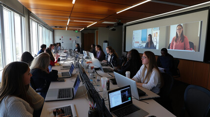 panel discussion at an international medical conference, with experts debating ethical issues in modern healthcare