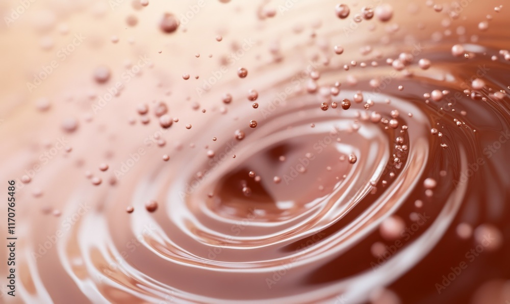 Poster concentric mocha circles merging into pastel splatters, an abstract representation of balance and fl