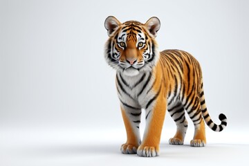 Obraz premium arafed tiger standing on a white surface with a white background