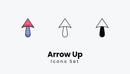 Arrow Up Icons thin line and glyph vector icon stock illustration