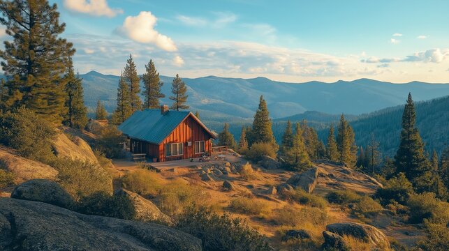 mountain top retreat where a group learns outdoor survival skills, surrounded by breathtaking views
