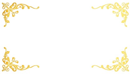 Obraz premium Golden Floral Design Corner Frame Border