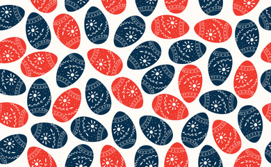 Modern Easter seamless pattern with egg. Happy Easter pattern in flat style for background, kids textiles, posters, banners, greeting cards. Vector illustration.	