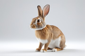 Fototapeta premium there is a rabbit that is sitting on the ground looking at something