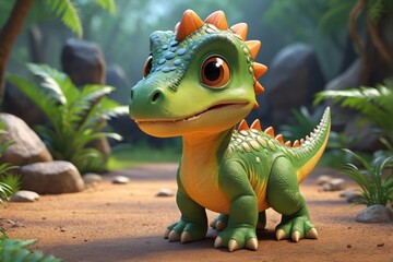 Naklejka premium there is a small toy dinosaur that is standing in the dirt