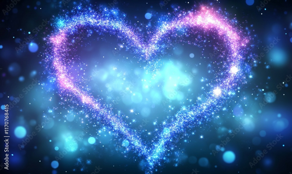 Poster particle glitter glow heart background loop. particle glow seamless loop background.