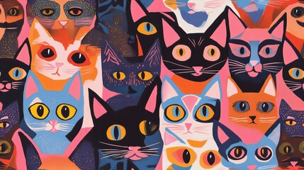 Colorful Abstract Cat Pattern