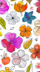 Fototapeta premium 2D flower and leaf cards in various styles