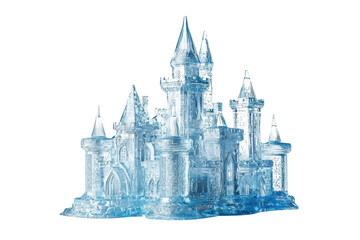 Obraz premium A majestic crystal castle featuring pointed towers and intricate architectural details, showcasing a fairytale design.