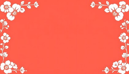 Obraz premium Coral Background With White Floral Border Design