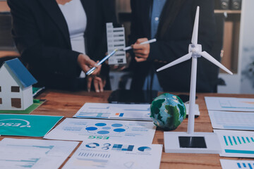 Carbon offset price report CO2 emission. Future growth Net zero waste in ESG ethical SME office...