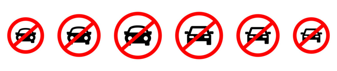 Set of No parking icon collection. No truck icons. Car Prohibition Signs. Vector Illustration. EPS 10