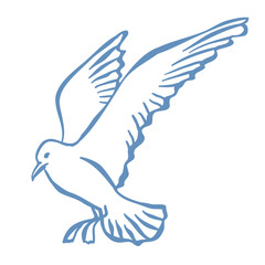 Obraz premium Line Art Illustration of Seagull. Vector Graphic.