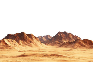 Naklejka premium A barren landscape features rugged mountains against a dark sky, creating a stark and desolate atmosphere.