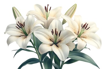 Obraz premium Elegant White Lilies on White Background