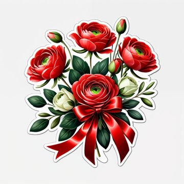 red roses bouquet with ribbon clip art preview