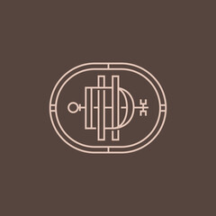 Monogram DH with Key. Letter 