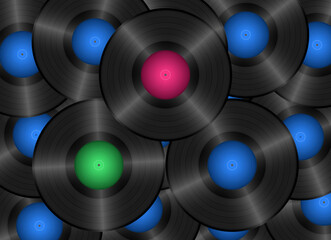 70's 80's 90's retro music party poster vinyl lp bakelite icon concept vector illustration. Retro music background concept design to use for disco, retro music party, summer party projects. 