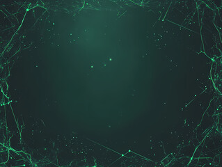 Abstract dark teal green background with glowing lines forming a frame. Perfect for technology, science, or futuristic designs.