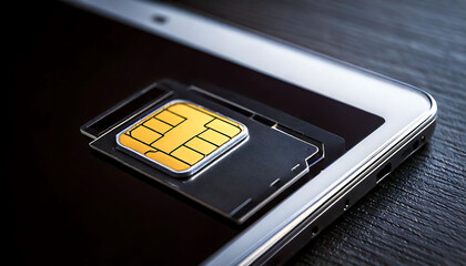 Close-up shot of a SIM card being inserted into a tablet.  High-quality image perfect for illustrating technology, connectivity, or mobile data concepts.