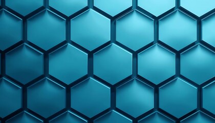 Naklejka premium Blue Hexagonal Technology Pattern Background with 3D Effect