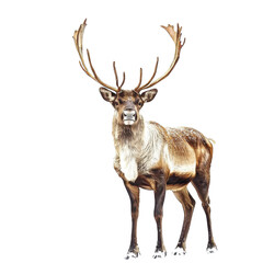 Fototapeta premium A majestic deer with impressive antlers stands confidently, showcasing its strong physique and graceful presence.