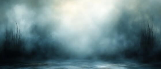 Obraz premium Dark misty forest scene.