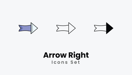 Arrow Right Icons thin line and glyph vector icon stock illustration