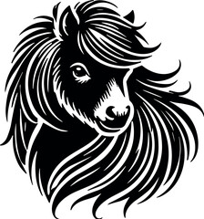 Shetland Pony vector black silhouette cricut design for T-shirt