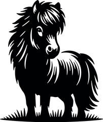 Shetland Pony vector black silhouette cricut design for T-shirt