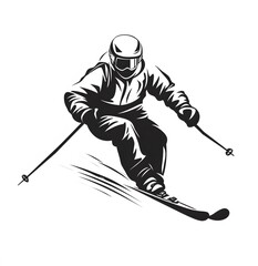 A Skier Descending a Snowy Mountain Slope