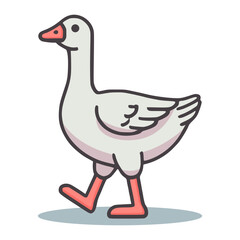 goose walking pet animal flat color vector illustration template design