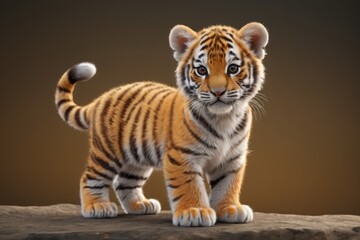 Naklejka premium cartoon horse with brown mane and brown eyes standing on a white surface