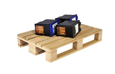 Pallet with ink cartridges for inkjet printers, computer consumables, technology, purchase, sale,...