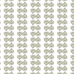 Fototapeta premium A repeating vertical pattern of light gray leaves against a white background